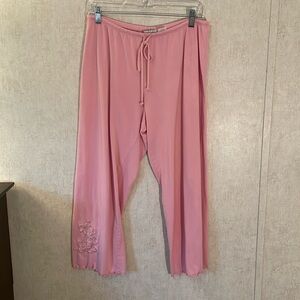 Disney vintage 2 size medium pink cotton pajama capris with Mickey embroidered